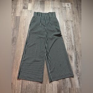 7th Avenue Design Studio Wide-Leg Pants - Size 0 Petite - Green & White Striped